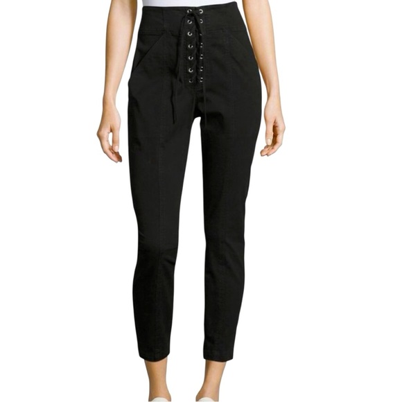 A.L.C Black Lace-Up Skinny Pants Size 4 - Picture 2 of 11